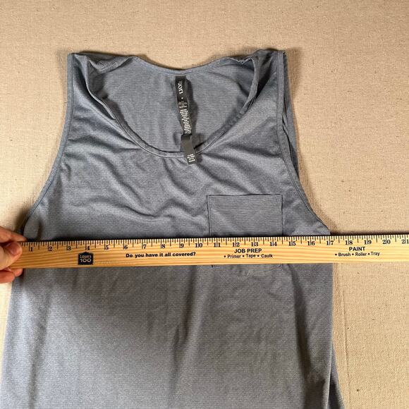 Vuori Mens Size Medium Tank Top Performance Stretch Blue Heathered Pocket - Picture 3 of 6